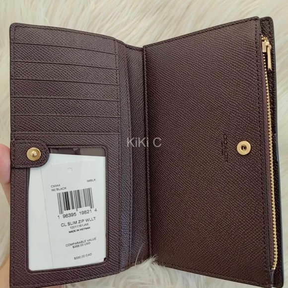 Coach Slim Zip Wallet Gold/Black CK444 - Picture 7 of 8